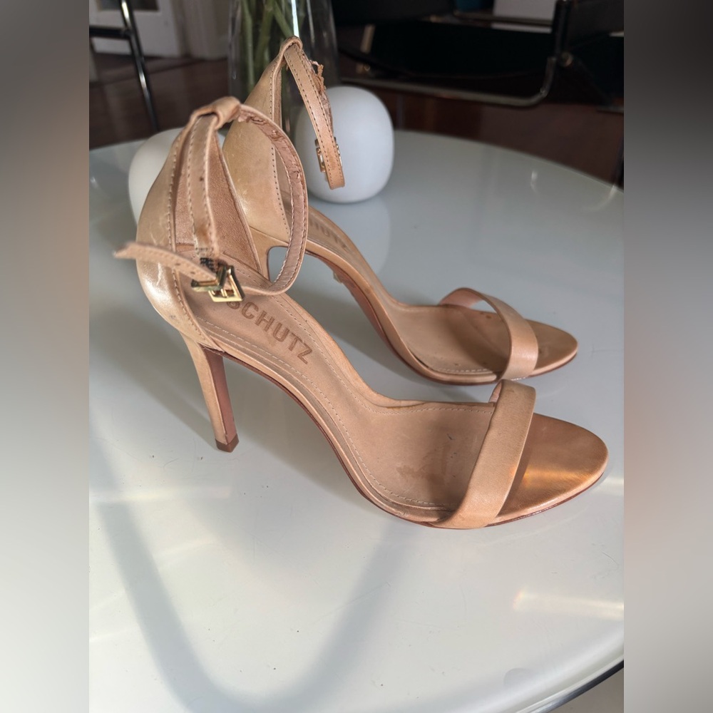 Schutz Nude Ankle Strap Heels 7.5